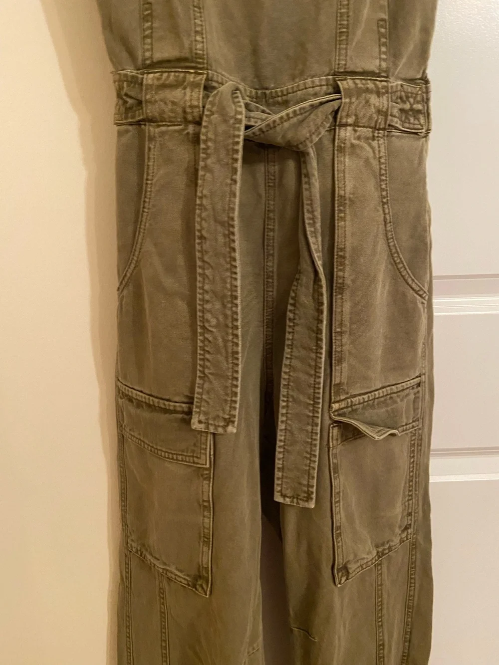 Free People size S onesie jumpsuit overalls utility grunge cargo green boho